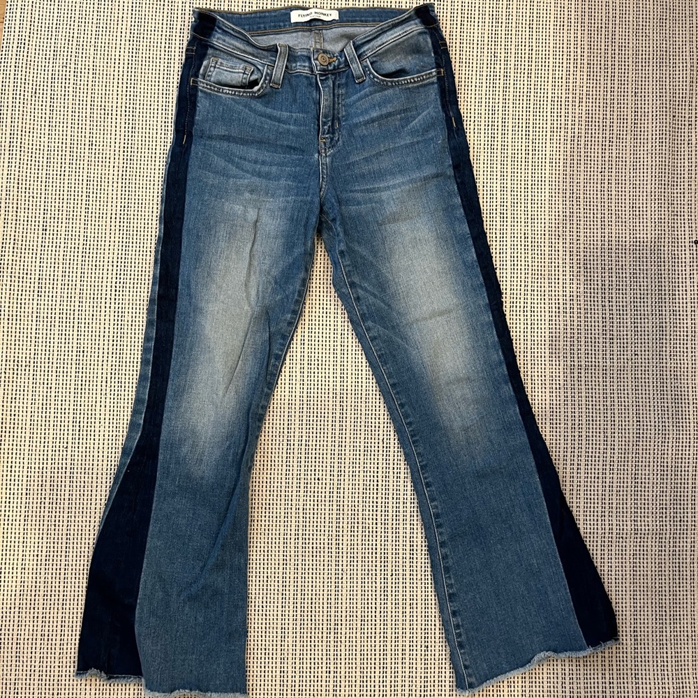 Flying Monkey Flared Side Stripe Medium Wash Flar… - image 1
